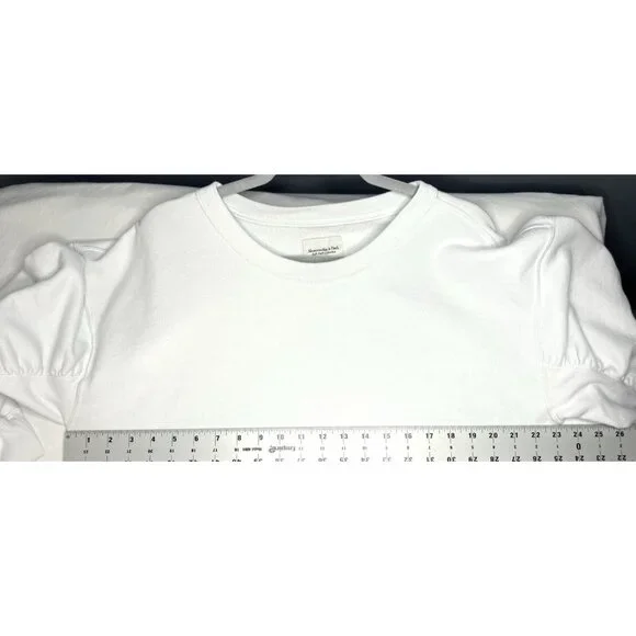 Abercrombie & Fitch Soft AF Sweatshirt Women’s XL Scrunch Puff Sleeve White - Picture 3 of 10